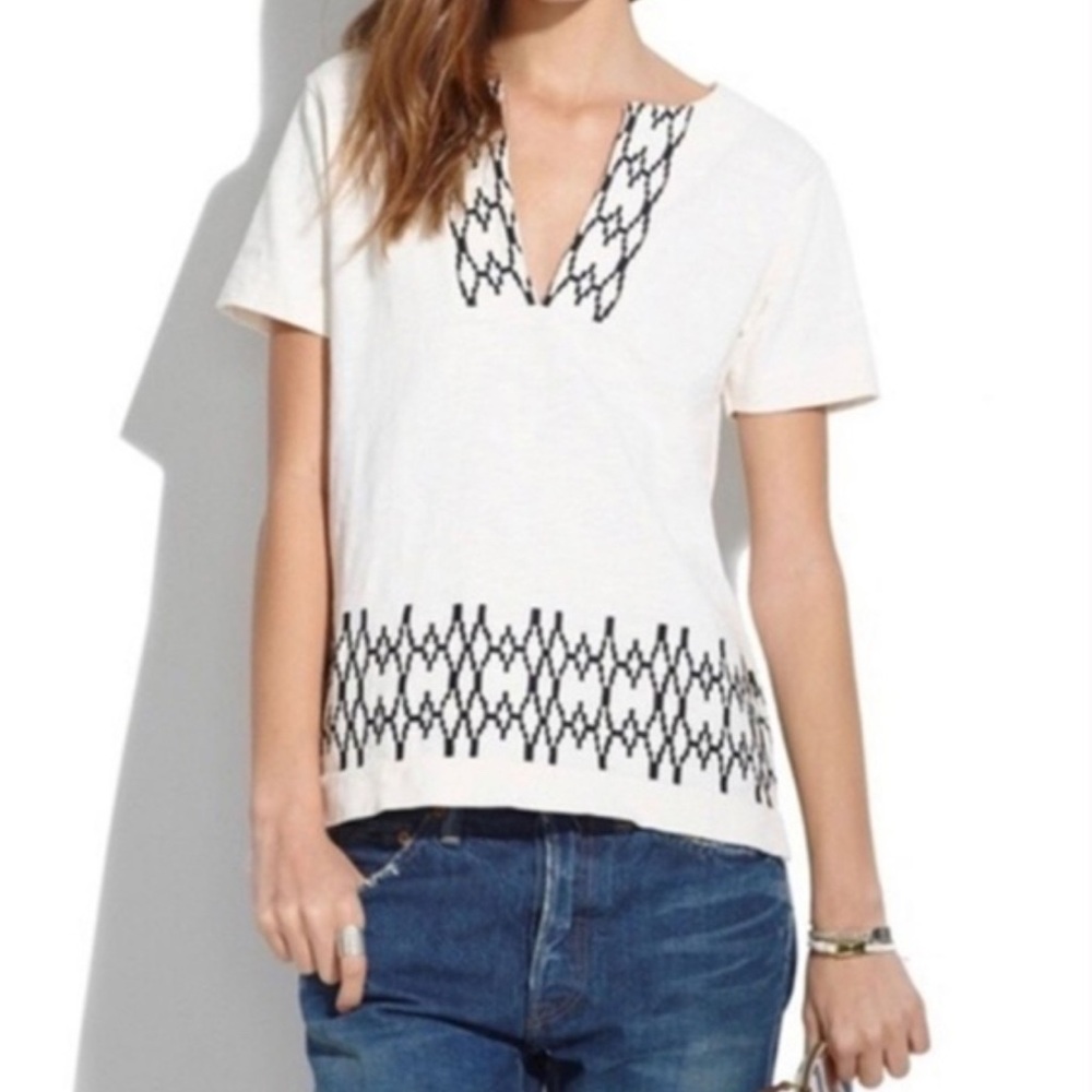 J. Crew Boxstitch Slub White top size large